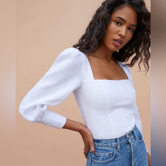 Reformation Stilton Linen Top in White - Picture 4 of 5